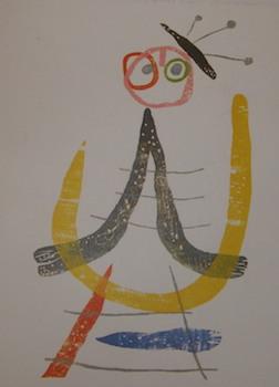 Card with a print of Joan Miro's "Illustration From Eluard's A Toute Epreuve, 1958" with ALS insi...