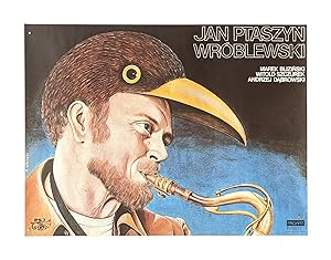 Polish Artistic Agency poster naming three jazz artists - Saxophonist Jan Ptaszyn Wróblewski in s...
