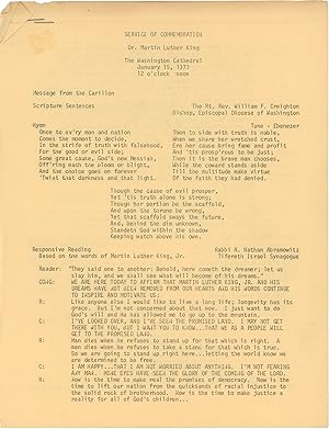 Service of Commemoration: Dr. Martin Luther King Jr. [3] pp. stapled mimeograph program for a ser...