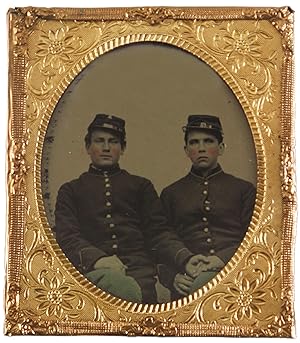 A Remarkable Sixth Plate Tintype of Two Union Soldiers Holding Hands