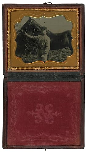 An Unusual Outdoor Sixth Plate Tintype of a Zouave Soldier, Possibly from New York