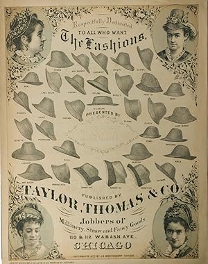 Respectfully Dedicated to All Who Want The Fashions. [Lithographic Advertisement for Women's Hats...