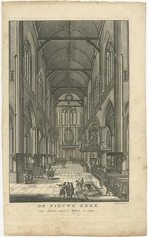 Antique Print of the 'Nieuwe Kerk' Church of Amsterdam by Goeree (1765)