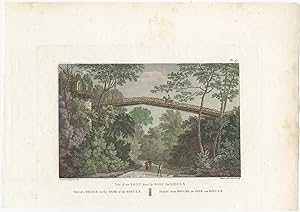 Antique Print of a Bridge in the Park of Roeulx by Laborde (1808)