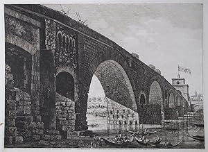 Veduta del Ponte Molle sul Tevere. Due miglia lontano da Roma. Questo Ponte e stato ristaurato, e...