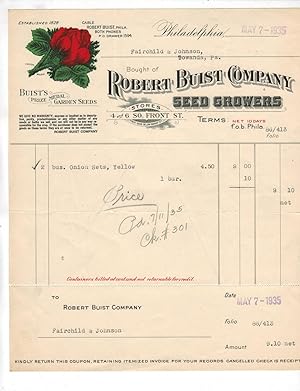 ROBERT BUIST COMPANY SEED GROWERS (1935 company billhead)