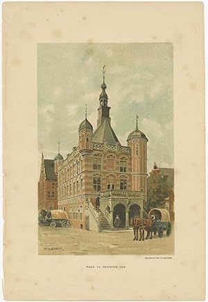 Antique Print of the Weighing House of Deventer by Roever & Dozy (c.1900)