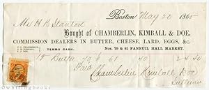 1865 Boston Billhead: Chamberlin, Kimball & Doe - Commission Dealers in Butter, Cheese, Lard, Egg...