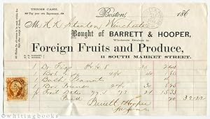1865 Boston Billhead: Barrett & Hooper Foreign Fruits & Produce