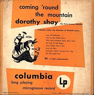 Dorothy Shay (The Park Avenue Hillbillie) Sings (10-INCH 1947 "NOVELTY" COUNTRY LP IN MISMATCHED ...