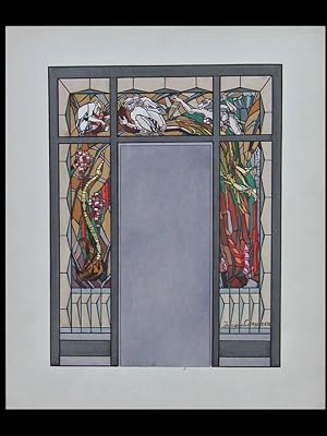 JACQUES GRUBER, FRENCH ART DECO STAINED GLASS - 1929 - POCHOIR, VITRAIL