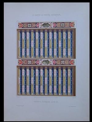 FRENCH LOUIS XIII STYLE, BEAM CEILING - 1900 - COLOR LITHOGRAPH, PLAFOND A POUTRELLES STYLE LOUIS...