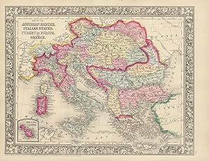 Map of the Austrian Empire, Italian States. Turkey in Europe, and Greece