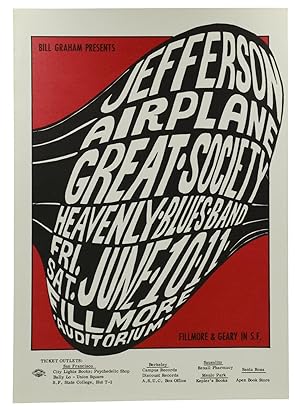 Original poster for Jefferson Airplane, Great Society, Heavenly Blues Band, June 10-11, 1966 at F...