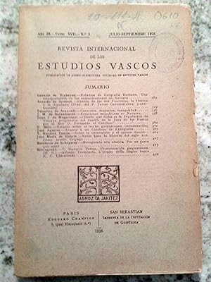 REVISTA INTERNACIONAL DE LOS ESTUDIOS VASCOS. AÑO 20. Tomo XVII nº 3. Julio - Septiembre 1926