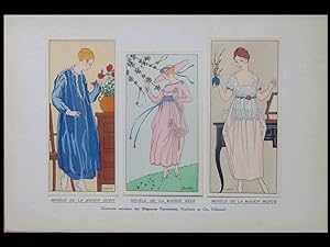 FRENCH FASHION, JENNY BEER WORTH 1920 POCHOIR PRINT - ELEGANCES PARISIENNES, MODELES, MODE