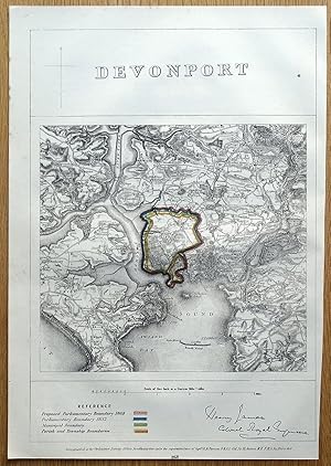 DEVONPORT, PLYMOUTH, DEVON, Saltash, Plymstock, St.Budeaux, antique map 1868