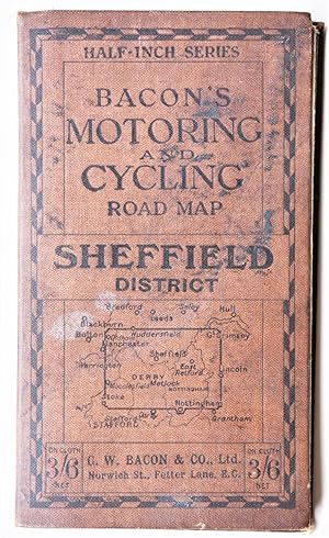Bacon's Motoring and Cycling Road Map Sheffield District Half Inch Series