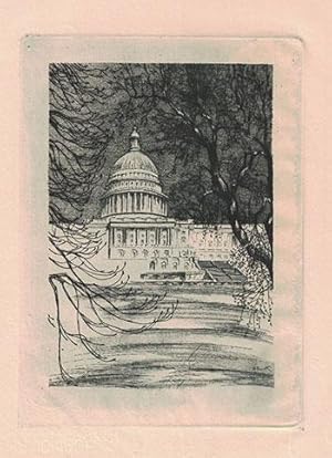 View of the United States Capitol Building, Washington, D.C. Original etching.