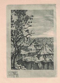 View of Grand Canyon. Original etching.