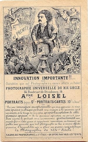 Photography Broadside advertising "Photography Universal Du XIX Cecile," Paris, ca 1860s