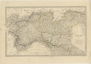 Antique Map of Northern Italy by Walker (1832)