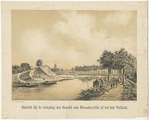 Antique Print of a Dutch Canal by Blommers (c.1870)