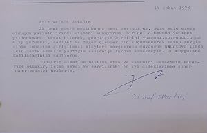 Typescript letter signed 'Yusuf Mardin'.
