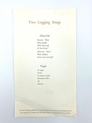 Two Logging Songs [Broadside]