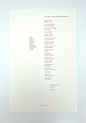 The Poem Called Alexander Hamilton [Broadside]