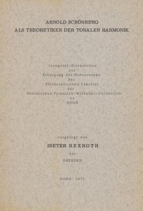 Arnold Schönberg als Theoretiker der tonalen Harmonik. Inaugural-Dissertation zur Erlangung der D...