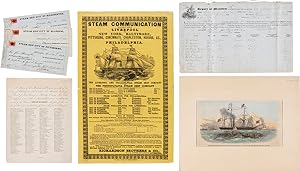 [STEAMSHIP MANUSCRIPT MANIFEST, LARGE ENGRAVED ADVERTISING BROADSIDE, AND SUPPORTING DOCUMENTS RE...
