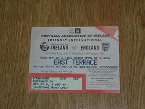 Ticket Stub Infamous Football Match Dublin: Republic of Ireland v England 15th February, 1995. Ma...