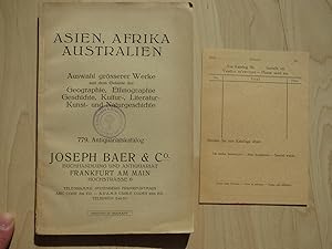 779. Antiquariatskatalog. Asien, Afrika, Australien. Auswahl grösserer Werke aus dem Gebiete der ...