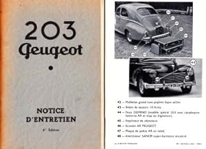 Peugeot 203. Notice d'entretien. 8me édition.
