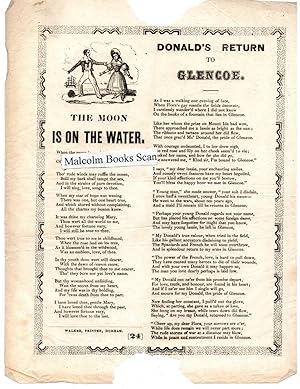 The Moon is on the Water & Donalds Return to Glencoe ( Broadsheet Ballad 1797 -1834 )