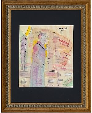 PETER MAX~ORIGINAL WATERCOLORS,CRAYON/COLORED PENCILS ARTWORK~"WOMAN IN PROFILE"