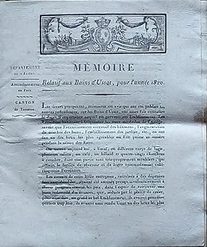 Mémoire relatif aux Bains d'Ussat, pour l'année 1820
