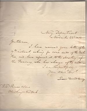 1832 Levi Woodbury, Secretary of the United States Navy, Signed Letter (ALS)