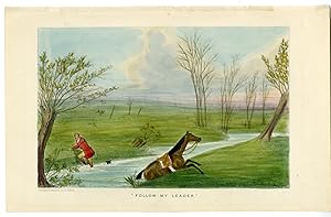 Antique Print-RIVER-HORSE-HUNTER-FALLEN-CARICATURE-Alken-1840