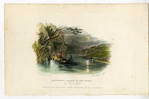 Antique Print-BOAT-ROWING-LAMP-SPEAR FISH-FISHING-Archer-Balmer-1837