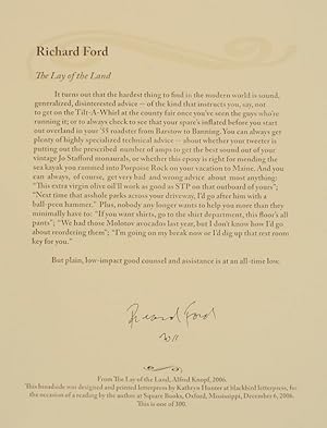 The Lay of The Land (Signed Broadside)