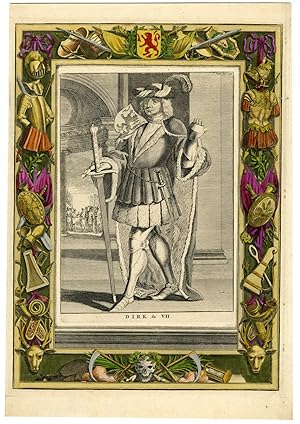 Antique Print-DIRK VII-COUNT OF HOLLAND-SWORD-CAPE-Halma-1725