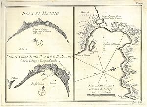 Isola di Maggio. Veduta dell'isola di S. Jago o S. Jacopo. Havre di Praya nell'isola di S. Jago. ...