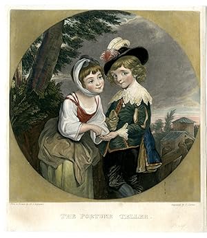 Antique Master Print-FORTUNE TELLER-YOUNG GENTLEMAN-Turner-Reynolds-1823