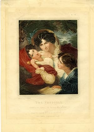 Antique Master Print-LETTER-YOUNG WOMAN-FOREST-REST-Meyer-Harlow-1825