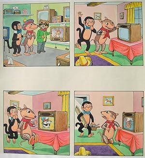Original Artwork for Alfie (Armadillo) and Mango (Monkey) for Bollie in TV Wonderland Comic No.22