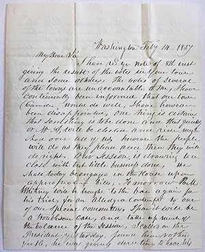 AUTOGRAPH LETTER SIGNED, TO COLONEL BENJAMIN SHAW OF FRANKLIN, MAINE, FROM WASHINGTON, 14 FEBRUAR...