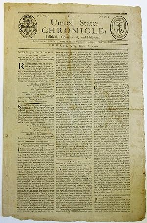 THE UNITED STATES CHRONICLE: POLITICAL, COMMERCIAL, AND HISTORICAL. THURSDAY, JUNE 16, 1791