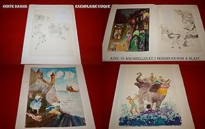 16 Aquarelles Originales en Couleurs + 7 Dessins et Croquis en noir d'un Conte en Danois. Text og...